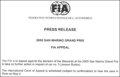 Пресс-релиз FIA