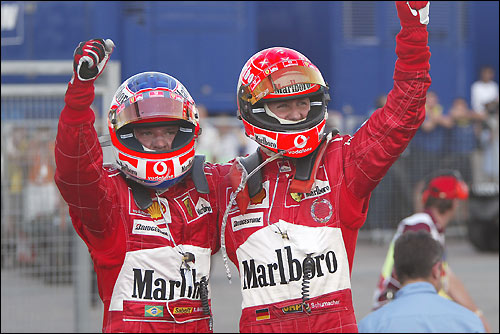 Рубенс Баррикелло и Михаэль Шумахер